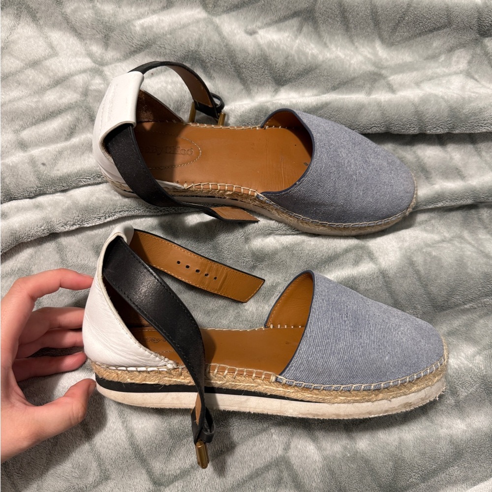 See By Chloe Chic Blue and White Espadrilles
